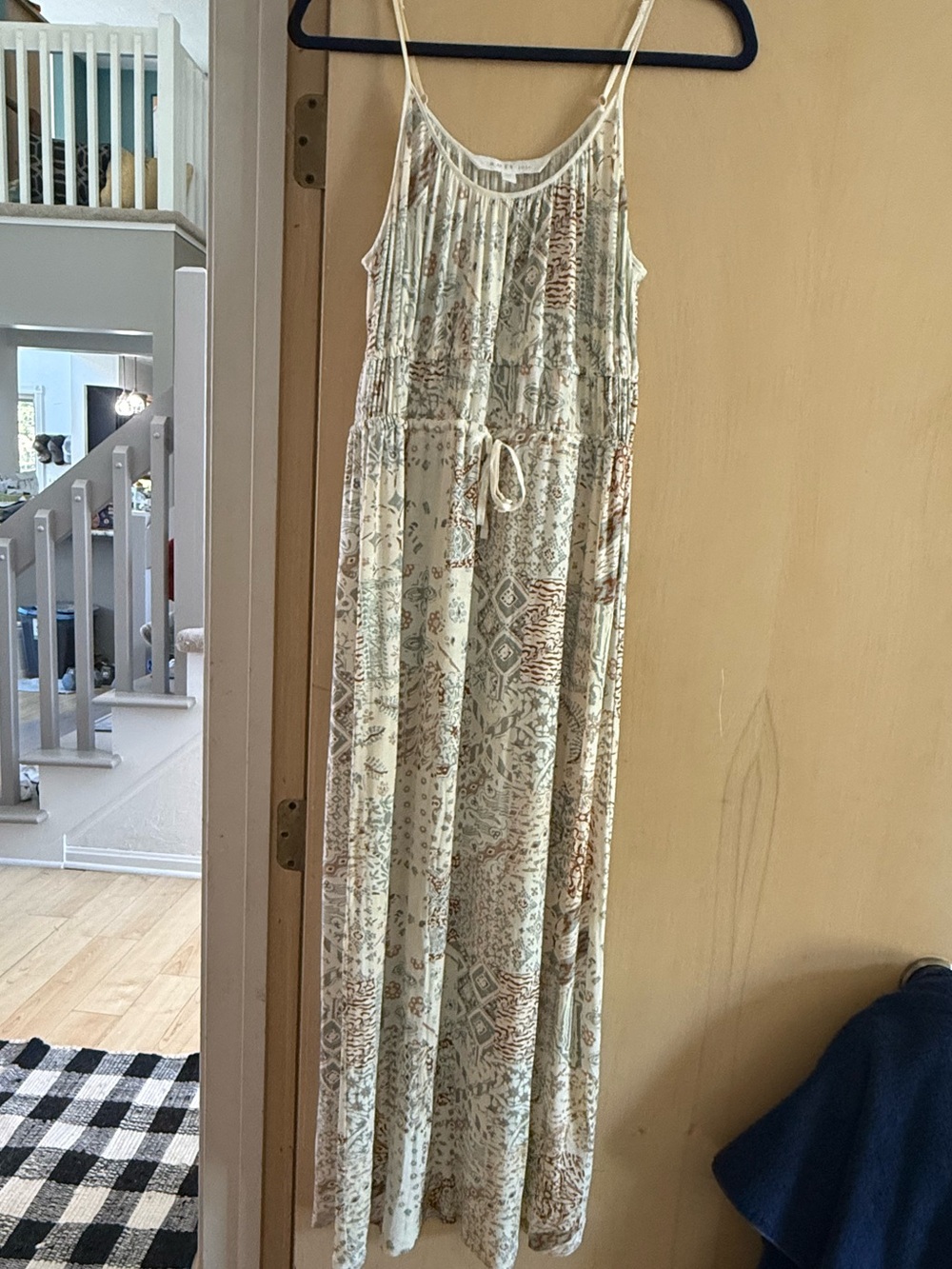 Soft Joie Cream Dress with Brown & Muted Green Boho Print